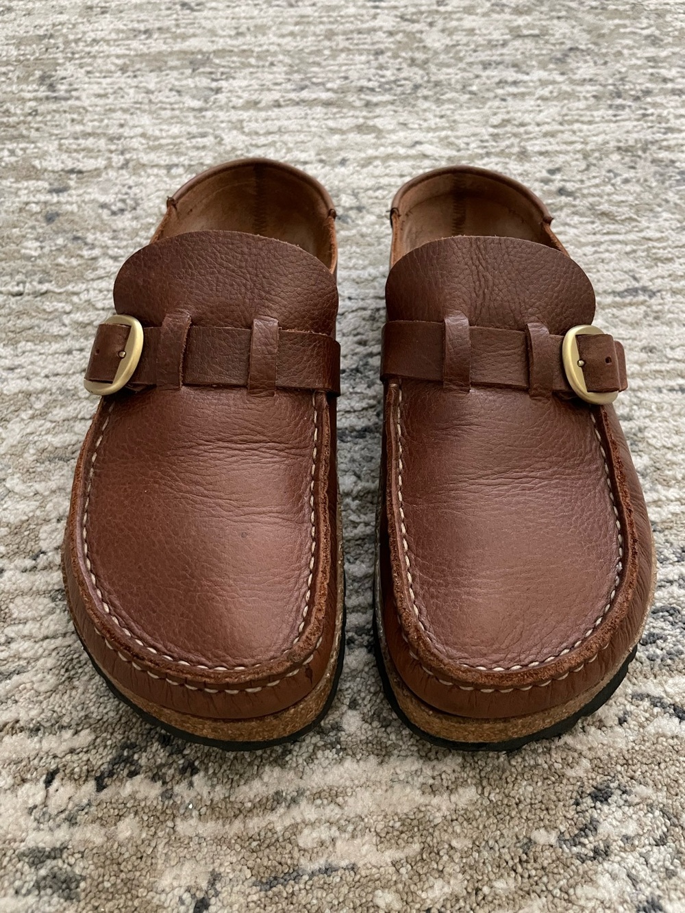 Birkenstock Buckley Vintage Roast Leather Mule Clog 40 Size 9 Burgundy
